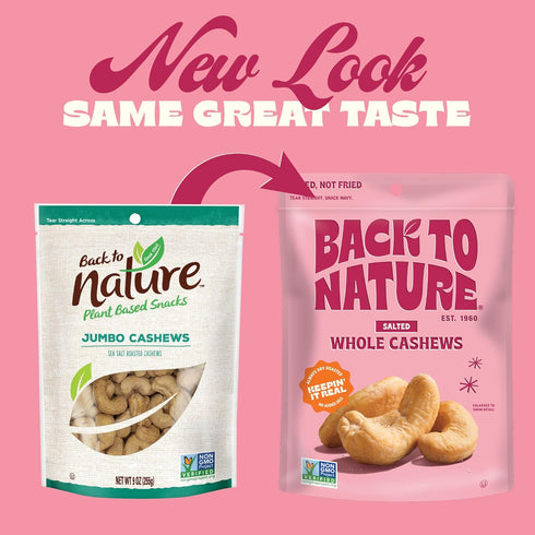 Back to Nature Jumbo Cashews - Dry Roasted with Sea Salt, Non-GMO High Protein Snacks, 9 Ounce...