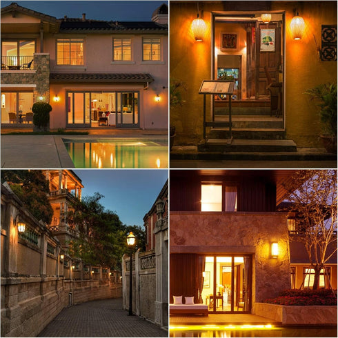 Ganiude E12 Dusk to Dawn Light Bulbs Outdoor, C35 B11 5W 60W Equivalent 500LM 2700K Warm White Photocell Sensor Filament Candelabra Bulbs, Auto ON...