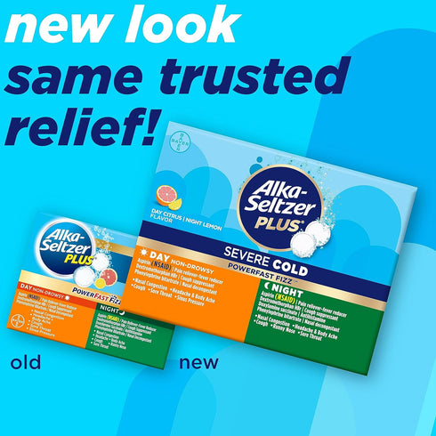 ALKA-SELTZER Plus Severe Cold & Flu Medicine - PowerFast Fizz Tablets for Adults and Children 12+ - 48ct...