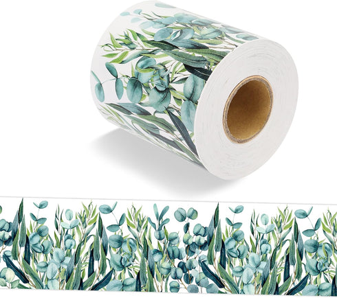 49.2 Ft Eucalyptus Bulletin Board Border, Self-Adhesive Eucalyptus Bulletin Board Border Trim for Back to School Classroom Home Office Wall Theme ...