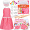 Kids Cooking Baking Set 19Pcs, Kids Chef Role Play Costume Set - Chef Hat and Matching Pink Apron Children Dress up Pretend Gift for 3 4 5 6 7 8 Y...