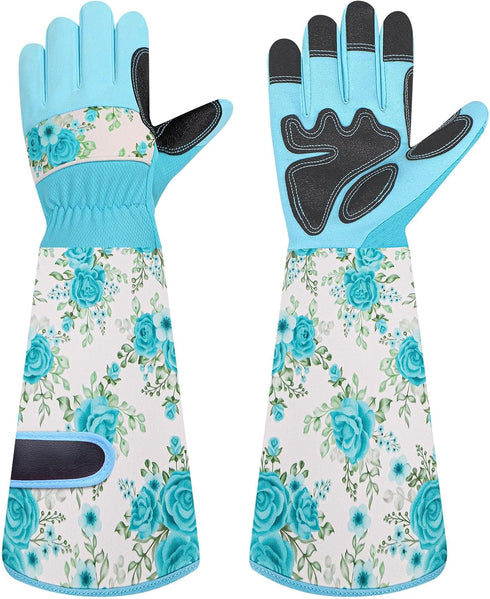 Gardening Gloves for Women, Rose Gloves Gardening Thorn Proof, Long Garden Gloves for Women, Breathable & Durable Leather Gauntlet (Medium, Light ...