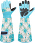 Gardening Gloves for Women, Rose Gloves Gardening Thorn Proof, Long Garden Gloves for Women, Breathable & Durable Leather Gauntlet (Medium, Light ...