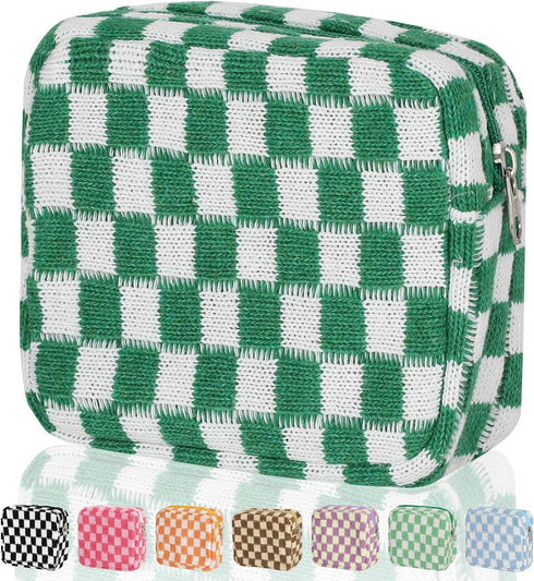 Sanitary Napkin Storage Bag, Menstrual Pad Zipper Bag Checkered Portable Period Bag Panty Liners, Tampon Storage Pouch for Teen Girls Women Ladies...