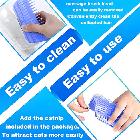 Cat Self Groomer with Catnip, Cat Self Grooming Wall Brush Cat Corner Scratcher Face Massage Comb (Upgrade 2 Pack)...