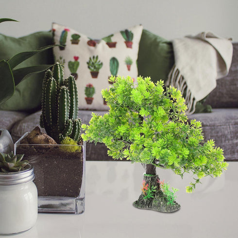 POPETPOP Artificial Aquarium Plant Plastic Water Plant Tree Fish Tank Bonsai Ornament Fish Tank Hideout Sushi Plate Decor for Aquarium Terrarium L...