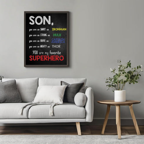 Posterizer 1 pcs-Son You Are My Favorite Superhero-Movie & Cinema Art-Typography Art-decor for Boys, Teens Bedroom- UNFRAMED Wall Art...