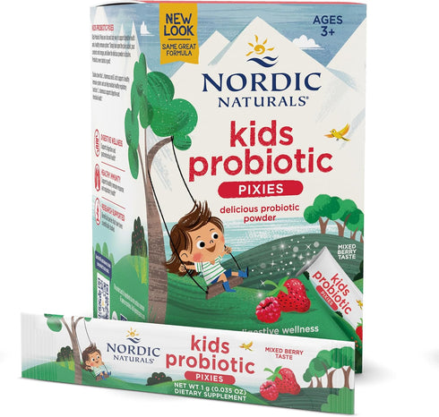 Nordic Naturals Kids Probiotic Pixies, Mixed Berry - 30 Packets - 3 Billion CFU - Digestive Wellness, Immune Support - Non-GMO, Vegan - 30 Serving...