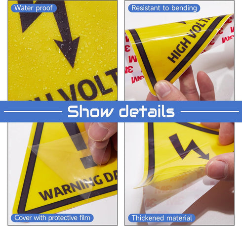 8 IN High Temperature Sign Production equipment Safety Sticker,Yellow Triangle Safety Warning Sign Label Sticker Back Self Adhesive Vinyl Decal, W...