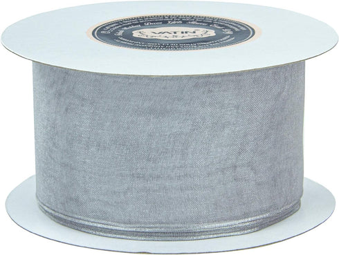 VATIN Christmas Ribbon Sheer Organza Wired Ribbon 2-1/2 inch 50 Yards (150Ft) -Shell Grey,Perfect for Making Bows and Wreaths...