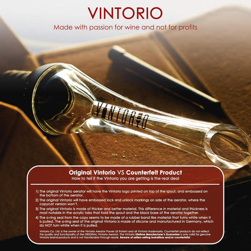 Vintorio Wine Aerator Pourer - Premium Aerating Pourer and Decanter Spout (Black)...