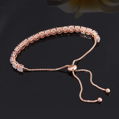 CiNily Adjustable Silver Plated Opal Tennis Bracelet for Women Girls - Fashion Jewelry Gift | Opal Bracelets in Sterling Silver,Rose Gold and Yell...