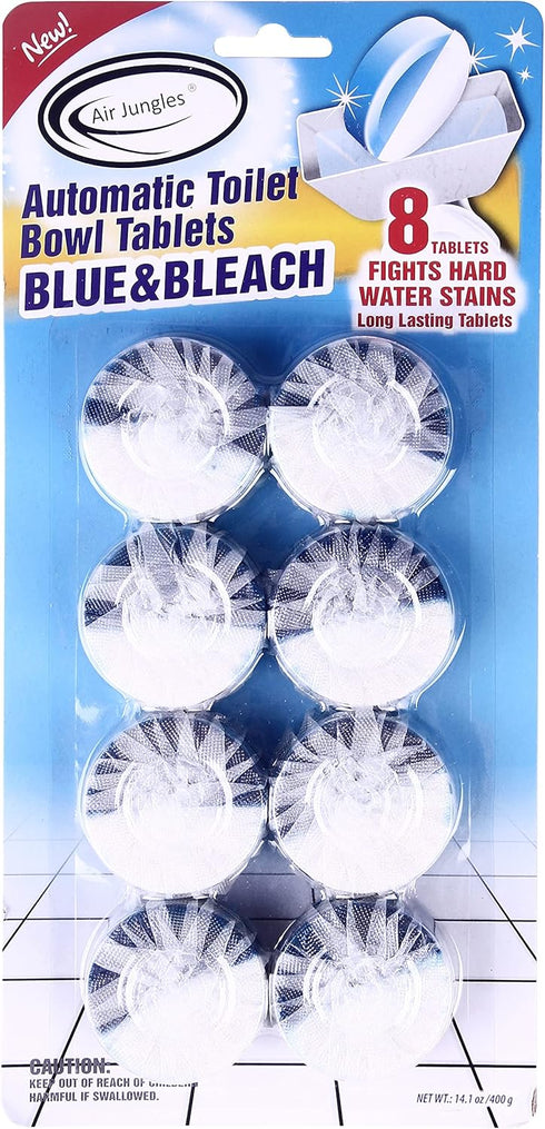 Air Jungles Automatic Toilet Bowl Cleaner Tablets (8 Packs), Extra Fresh Cleaner Tabs for Toilet, Quick Bubbles Foaming and Long-lasting, Easy-to-...