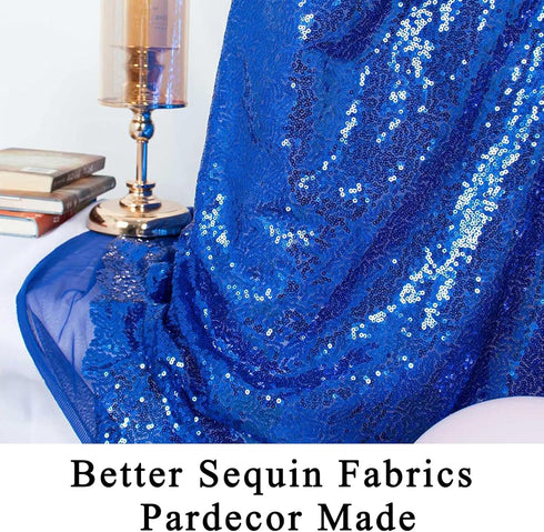 Pardecor Sequin Fabric by The Yard - Glitter Mesh Fabric, Little Mermaid Design, Sparkle Cloth (1 Yard, Royal Blue)...