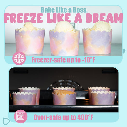 Fairy Dust Mermaid Cupcake Liners Wrappers 25 Count 4.5 oz Each 2-12inch Disposable Piping Bags Party Baby Shower Oven Safe Greaseproof Baking Cup...