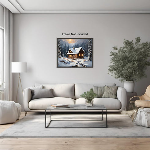 Posterizer 1 pcs-old farm house in snowy winter nature-in oil painting style-8-Landscape & Nature Art-Living Room Bedroom Decor- unframed wall art...