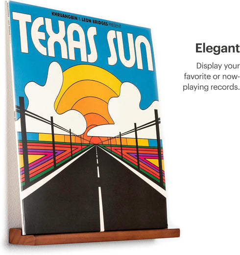 Vinyl Record Wall Mount - 3 Elegant Display Ledges Made from Solid Wood - These Vinyl Record Shelf Will Hold Records of Any Size (Brown)...