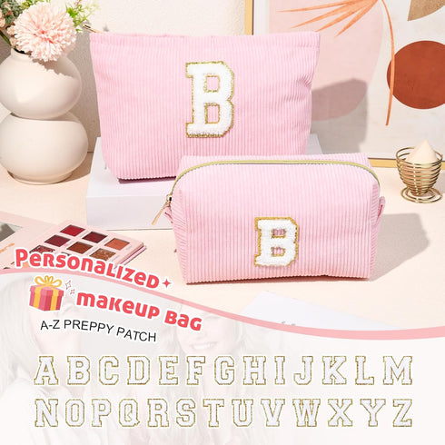 Graduation Gifts Personalized Initial Makeup Bag Mothers Day Gifts Teach Bag Makeup Bag Pouch Make Up Bags Travel Toiletry Bag for Her Mom Girlfri...
