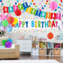 Happy Birthday Decorations Kit: Happy Birthday Banner,Birthday Dots Design Plastic Backdrop, Circle Confetti Garland, Swirl Streamers, Honeycomb B...