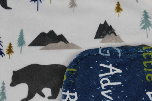Dear Baby Gear Deluxe Baby Blankets, Custom Minky Print Double Layer, Big Adventure Little Bear and Grey Bears in Trees, 38 Inches by 29 Inches...