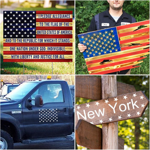 WISYOK 12 Pieces American Flag 50 Star Stencil Templates, 6 Sizes American Flag Templates, Ideal for DIY Crafts Design, Independence Day Project, ...