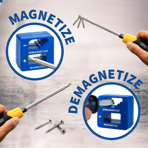 Demagnetizer and Magnetizer - Blue - for Screwdrivers Tips, Bits, and Small Tools, Large or Big Screws, Drills, Drill Bits, Sockets, Nuts, Bolts, ...
