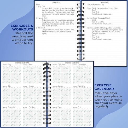 Skyline Fitness Journal – Workout Log Book For Home Exercise & Gym – Weightlifting Tracker - Training Accessories & Work Out Gifts (Dark Blue)...