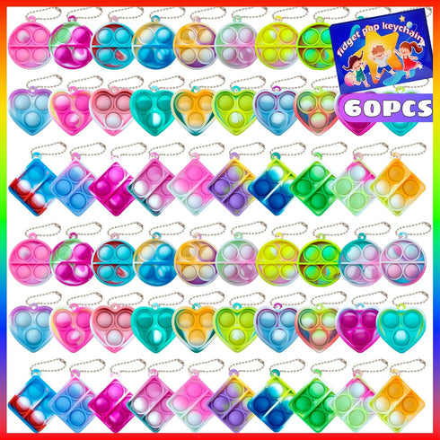Pop Fidget Keychain, Mini Fidget Toys Bulk, Party Favors for Kids 4-8,8-12 Years Kids Goodie Girls Bag Stuffers Fidgets for Classroom Prizes Senso...