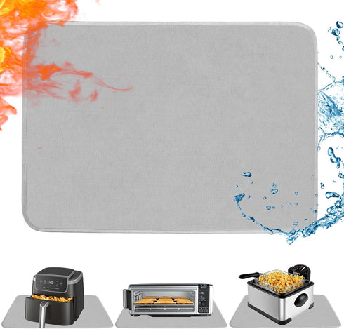 Heat Resistant Mat for Air Fryer,Deep Fryer,Oven,Gray 15x18in Hot Pads for Kitchen Counter Heat Protector,Deep Fryer Coffee Machine Accessories,Un...