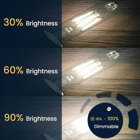 6 Pack T10 Tube Light Bulbs,LED Edison Bulbs Daylight 4000K,E26 Base,4W Vintage Bulb 40 Watt Equivalent,Dimmable for Desk Lamp,Curio Cabinet,Islan...
