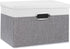 Yawinhe Collapsible Storage Box, Waterproof Storage Basket Bins, with Lids and 2 Handles, Closet Organizers, for Clothes, White/Gray, 15''Lx9.8''W...