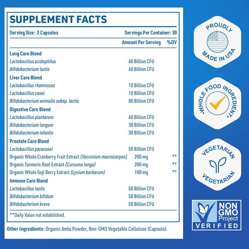 Probiotics for Men, 500 Billion CFU + 12 Strains Men's Probiotic with Turmeric Cranberry & Goji, Men's Ultimate Care, Probiotics for Digestive Hea...