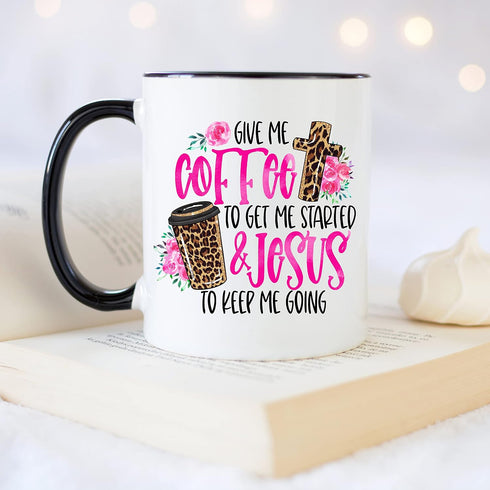 YouNique Designs Coffee & Jesus, Christian Mug, 11 Ounces, Scripture Coffee Mug for Women, Christian Cups, Christian Coffee Mugs for Women, Bible ...