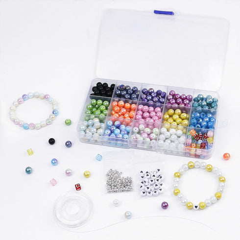 Bracelet Making Kit,Beads for Bracelets Adult 14 Colors 420pcs 8mm Glass Beads Bulk for Earring Necklace Jewelry Making Bead Supllies DIY...