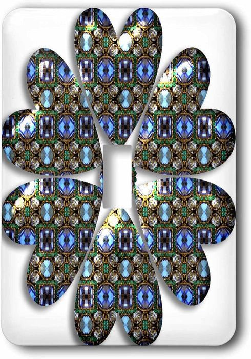 3dRose lsp_213619_1 "A Blue Jeweled Effect Circle of Hearts Design Single Toggle Switch, Multicolor...