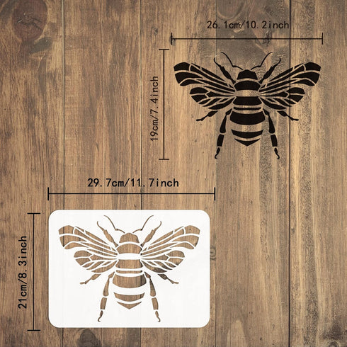 FINGERINSPIRE Bee Stencil 8.3x11.7inch Reusable Datura Bumblebee Drawing Stencil DIY Craft Hornet Painting Template Animal Bee Pattern Stencil for...