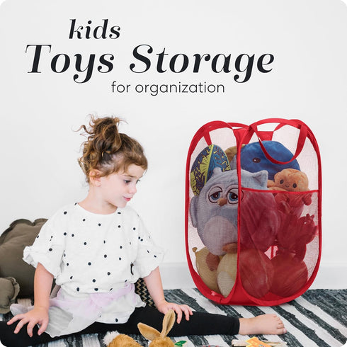 Handy Laundry Collapsible Mesh Pop Up Hamper with Wide Opening and Side Pocket - Breathable, Sturdy, Foldable, and Space-Saving Design for Clothes...
