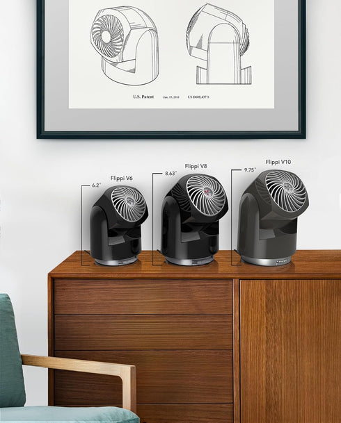 Vornado Flippi V8 Compact Air Circulator Fan, Quiet Portable Travel Fan for Office or Bedroom, Adjustable Head, 2 Speeds, Black...