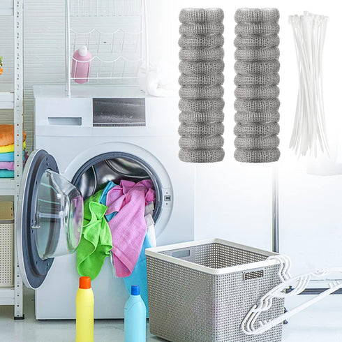 48 Pieces Lint Traps Washing Machine Stainless Steel Lint Snare Traps Laundry Mesh Washer Hose Filter with 48 Pcs Cable Tie...