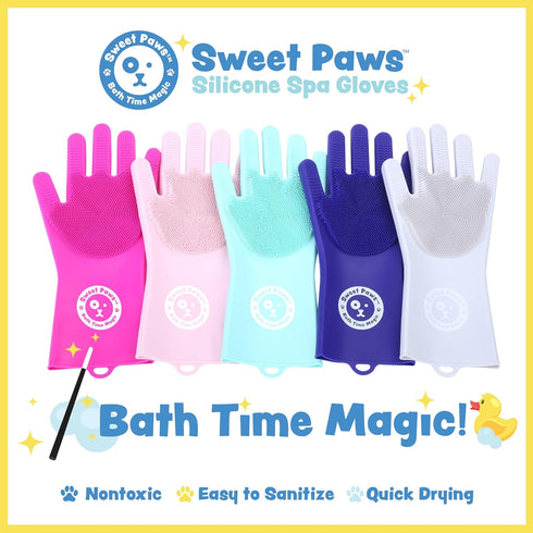 Silicone Spa Dog & Cat Bathing & Grooming Gloves, 2 Count, Reversible, Nontoxic, & Easy to Clean, Thousands of Massaging Micro-bristles to Pamper ...