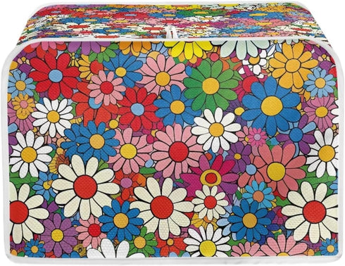 Daisy Flowers Printed Toaster Cover 4 Slice Wide Slot, Washable Kitchen Appliance Small Oven Bakeware Protector, Bread Maker Cover Dust and Finger...