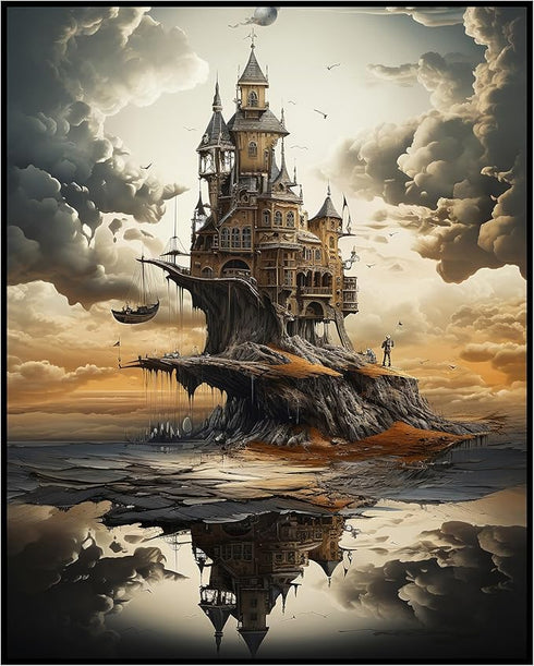 Posterizer 1 pcs-Old Castle in Post-Apocalyptic World-Abstract & Modern Art-Fantasy & Fiction Art-Gift for Art Lovers-Decor for Home & Office- UNF...