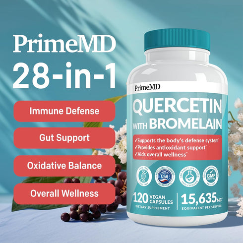 28-in-1 Quercetin with Bromelain Supplement - Quercetin 500mg Capsules for Daily Immune Defense Support - Quercetin with Vitamin C and Zinc for Ad...