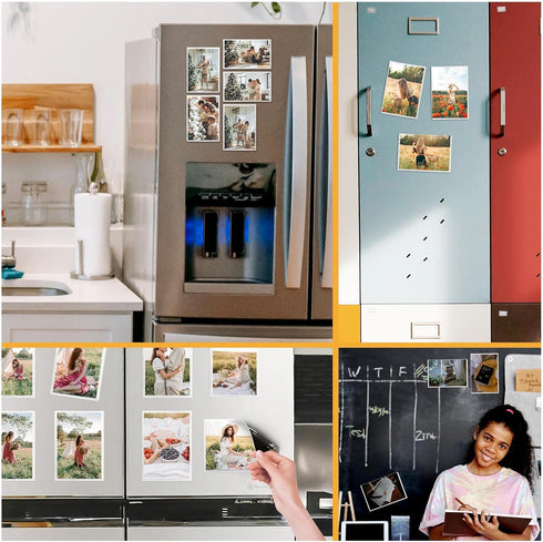 Mingting Magnetic Picture Frame, Holds 5X7 Inches Pictures, Reusable While Magnet Fridge Photo Sleeves for Refrigerator, Locker,Office Cabinet (Wh...