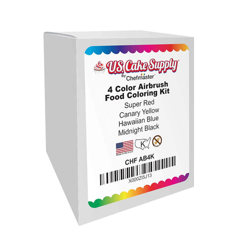 U.S. Cake Supply Airbrush Cake Color Set - The 4 Most Popular Colors in 0.7 fl. oz. (20ml) Bottles...