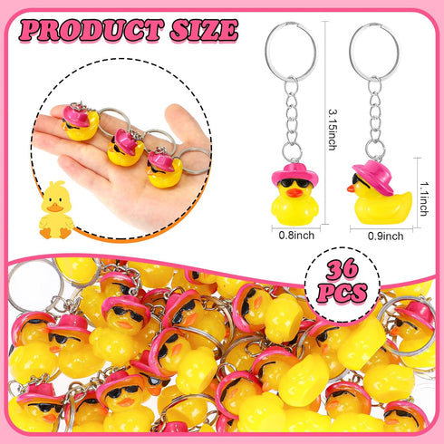 36 Pcs Duck Keychain Bulk Cowboy Cowgirl Duck Party Favors Resin Tiny Duck Keychain with Cowboy Hat Sunglasses Charms Pendant for Kids Gift Hallow...