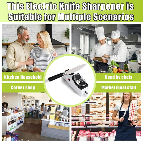 Electric Knife Sharpener,Gusneck Professional Knife Sharpener Tool for Home,(USB) Double Sided Knife Sharpener,5 Seconds for Quick Sharpening & Po...