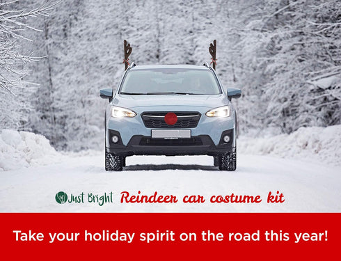 Reindeer Antlers and Nose Rudolph Car Kit - Easy to Install Christmas Decorations for Car Window & Grill - Reindeer Car Kit with Jingle Bells and ...
