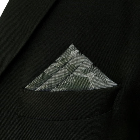 SHLAX&WING Unique Grey Pocket Square for Men Camo Camouflage 12.6 inches...