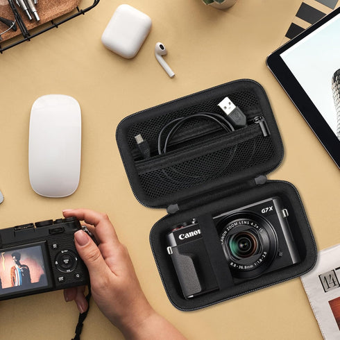 Hard Travel Case for Canon Powershot G7 X Mark II/ G7 X Mark III Digital Camera, Protective Storage Bag with Zipper Mesh Pocket for Battery Pack, ...